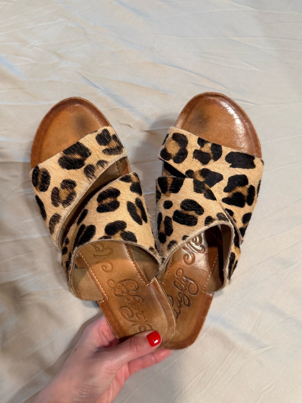 Naughty Monkey Leopard Print Raw Hide Sandals